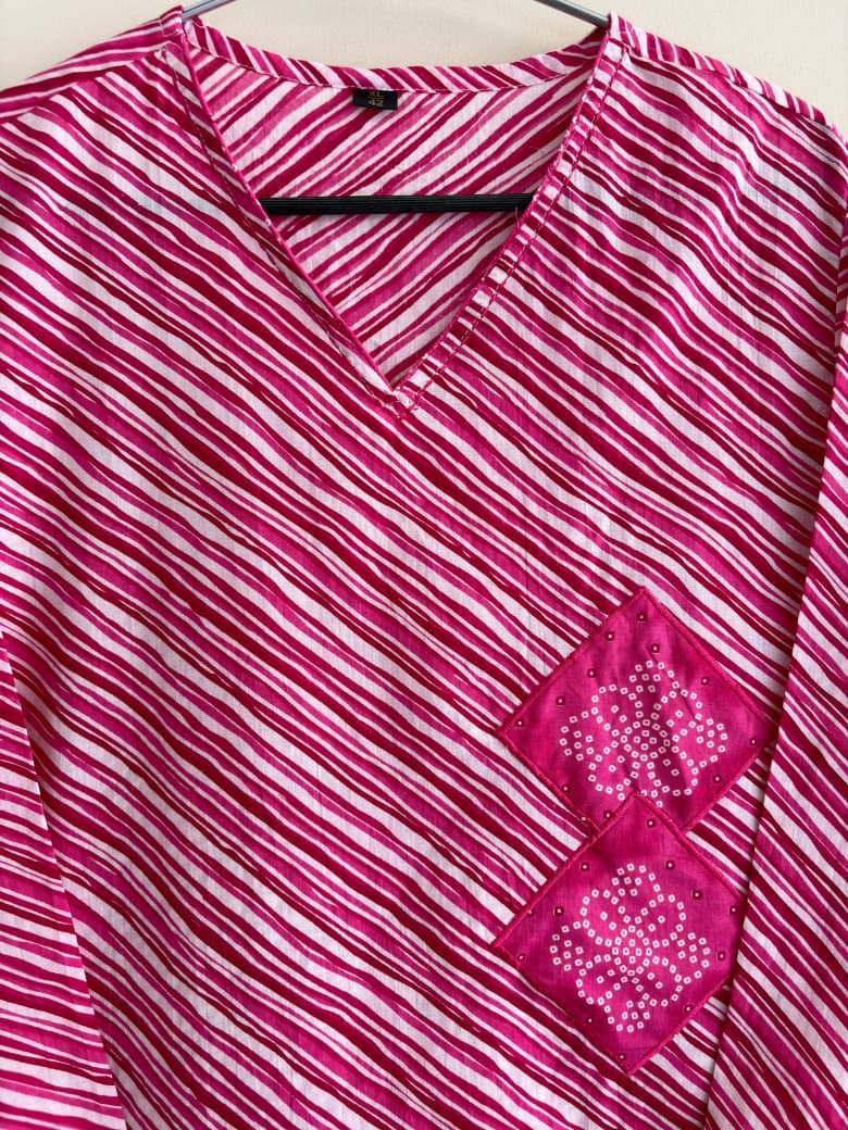 PREMIUM JAIPURI LEHERIYA KURTIS COLLECTION by Kaamiri 01 To 04 Series Indian Casual Wear Collection Cambric Cotton Plus size Kuris At Wholesale Price